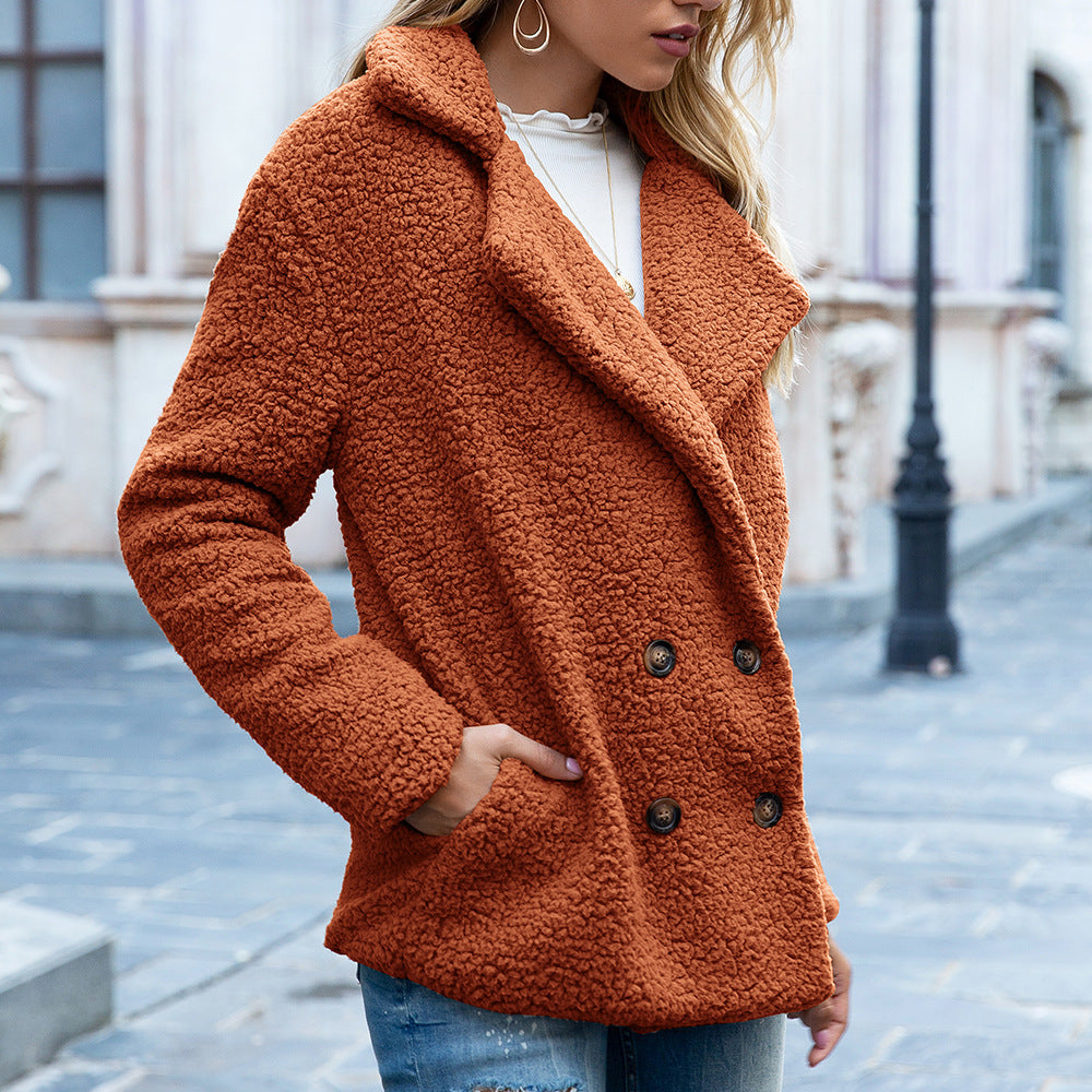loose lapel fluffy coat