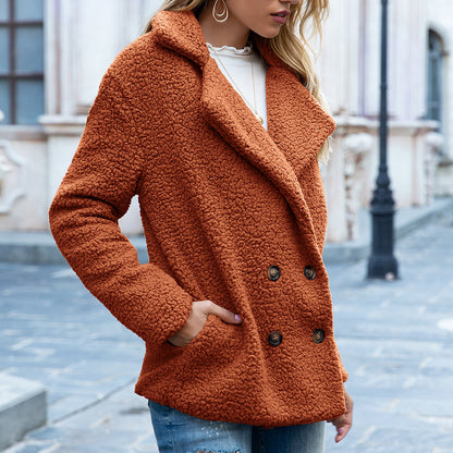 loose lapel fluffy coat