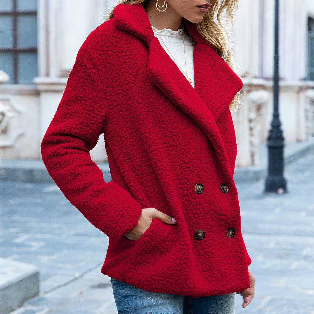 loose lapel fluffy coat