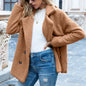 loose lapel fluffy coat