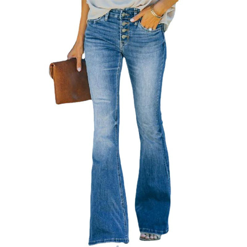 High Waist Bell Bottom Jeans 