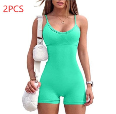 Spaghetti Strap Yoga Jumpsuit Shorts