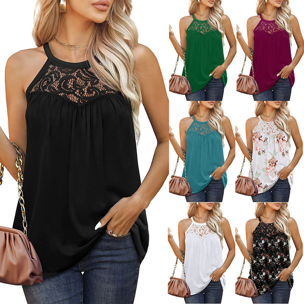 loose fit summer lace tank tops