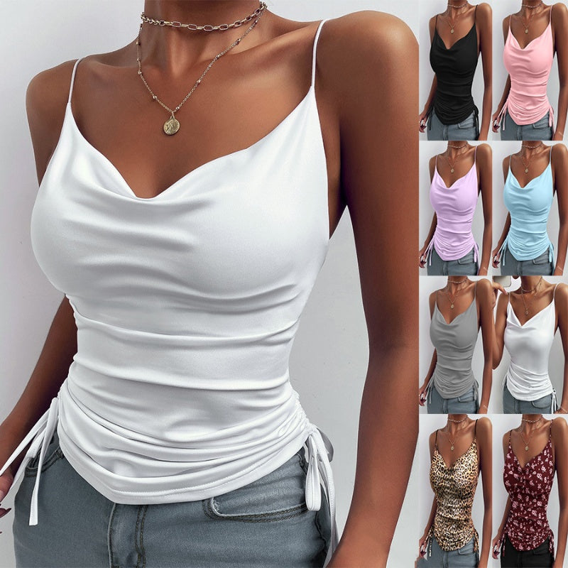 Spaghetti Strap Tops V-neck Camisole Shirts 