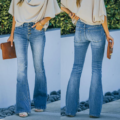 High Waist Bell Bottom Jeans 