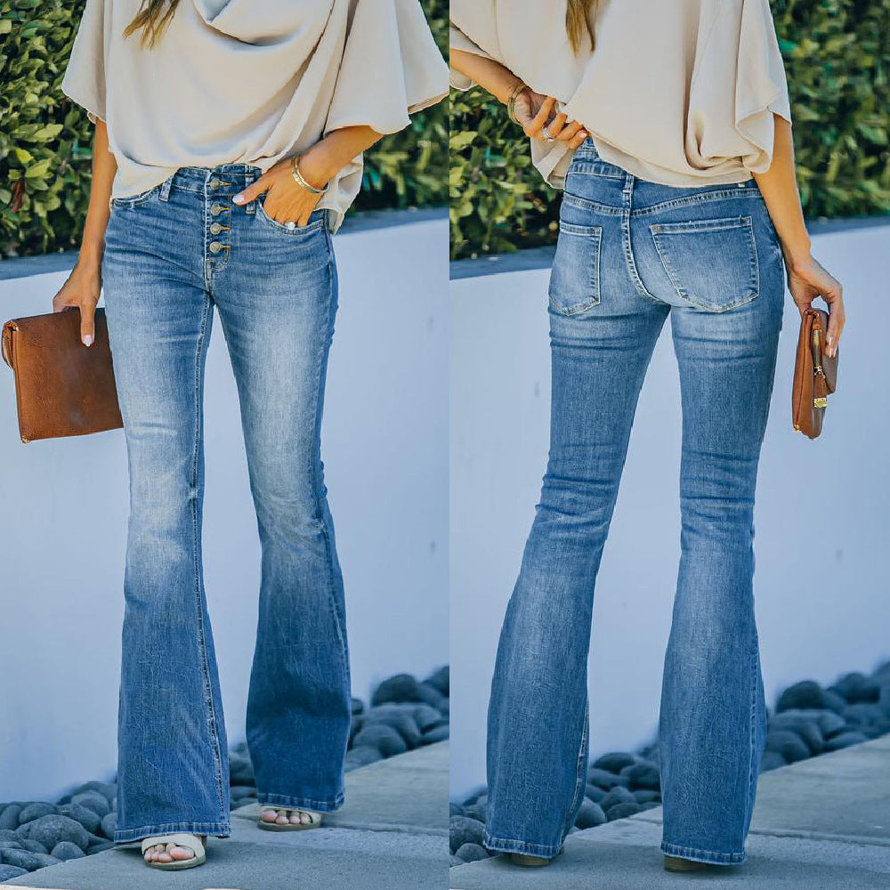 High Waist Bell Bottom Jeans 