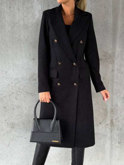 double breasted lapel coat winter fashion