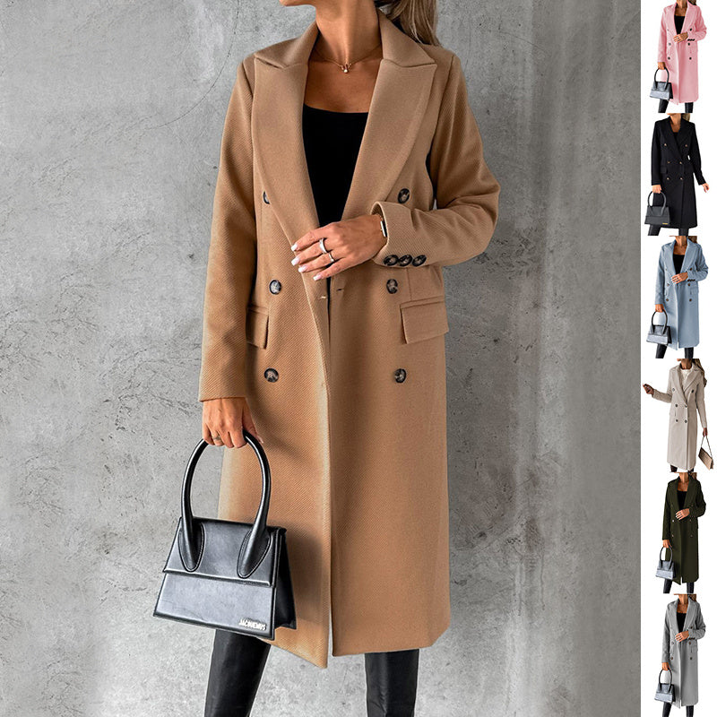 double breasted lapel coat winter fashion